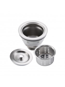 KES Kitchen Sink Drain Strainer 3-1/2-Inch Sink Drain Assembly Stopper with Deep Basket Cover Lid Rustfree SUS 304 Stainless Steel, S3001